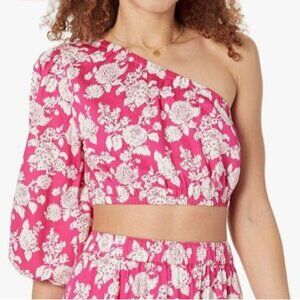 The Drop Anupa Cropped Top Shirt Womens Medium Hot Pink New One Shoulder